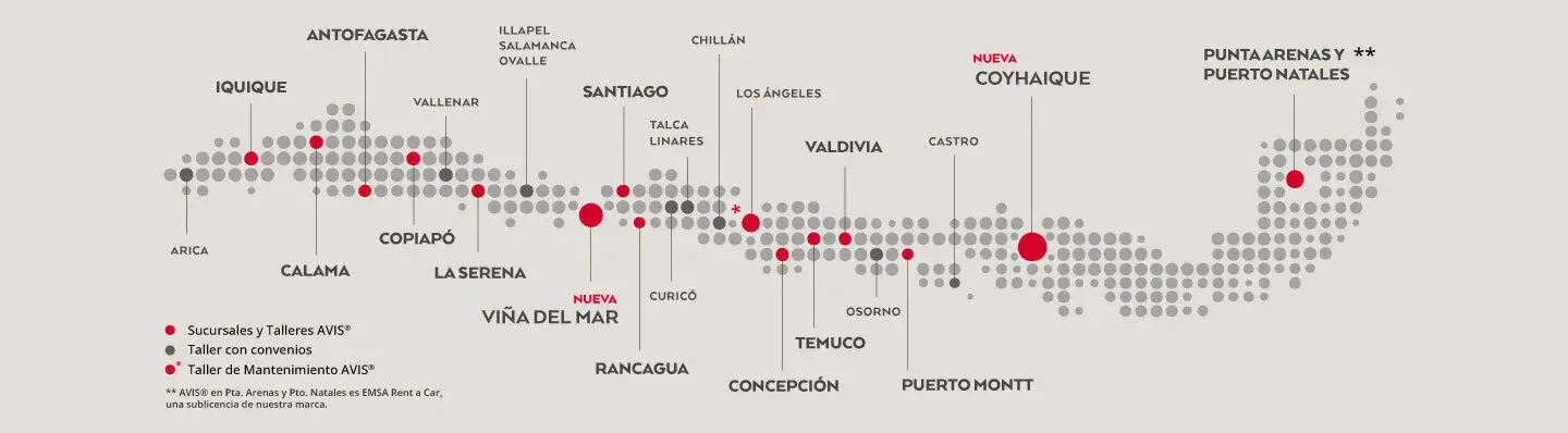 Mapa de sucursales y talleres | Avis Rent a Car y Leasing Operativo